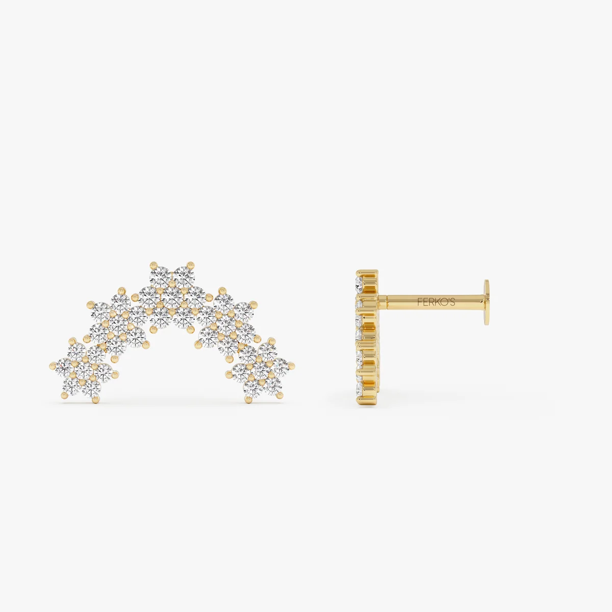 14K Gold Flower Cluster Lab Grown Diamond Climber Piercing by Ferko's Fine Jewelry