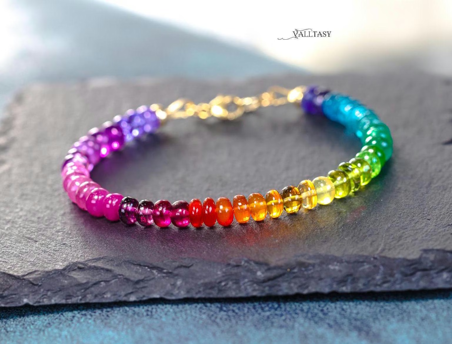 Rainbow gemstone bracelet by Valltasy
