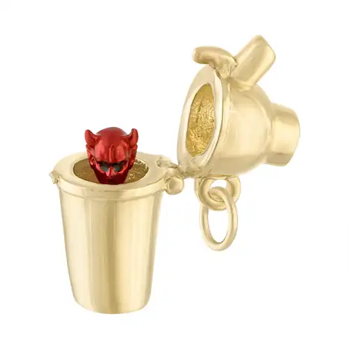 Charmco Enamel Martini Devil 14K gold charm